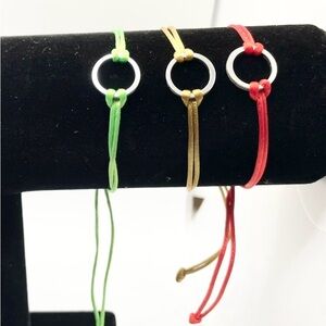 Pack of 3 pull string bracelets with promise ring